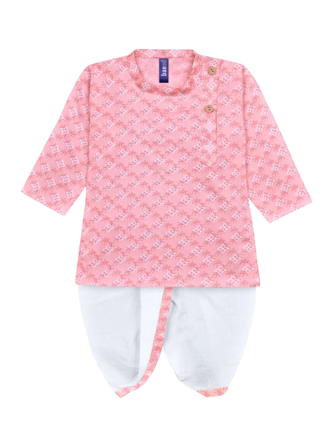 

BAESD Boys Ethnic Motifs Printed Mandarin Collar Kurta with Dhoti Pants, Orange