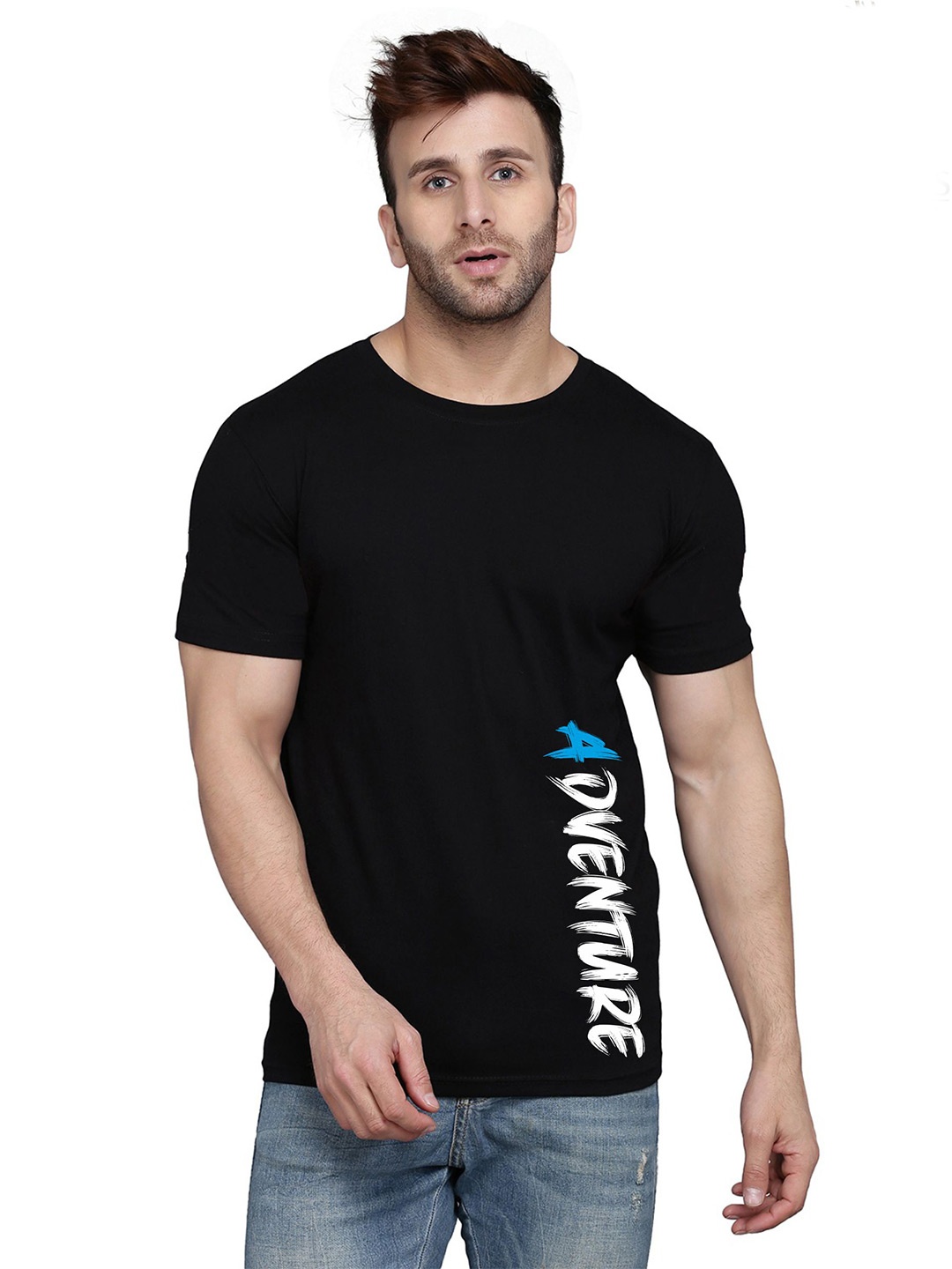 

SLOWLORIS Typography Printed Pure Cotton Applique T-shirt, Black