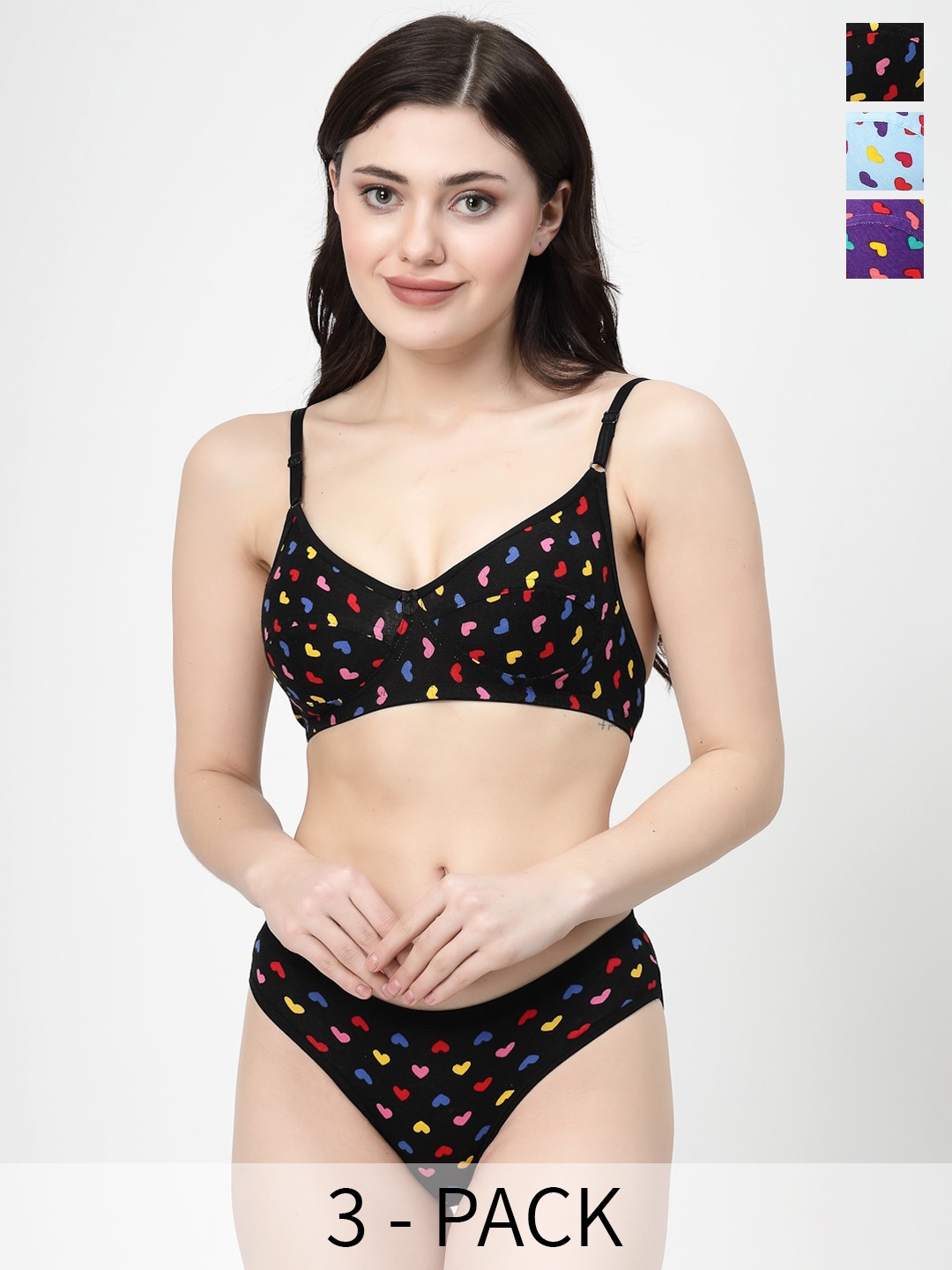 

Docare Pack Of 3 Non Padded Lingerie Set, Black