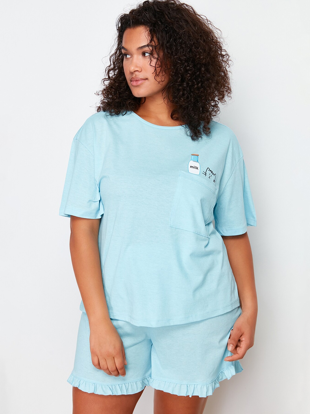 

Trendyol T-Shirt & Shorts Night suits, Blue