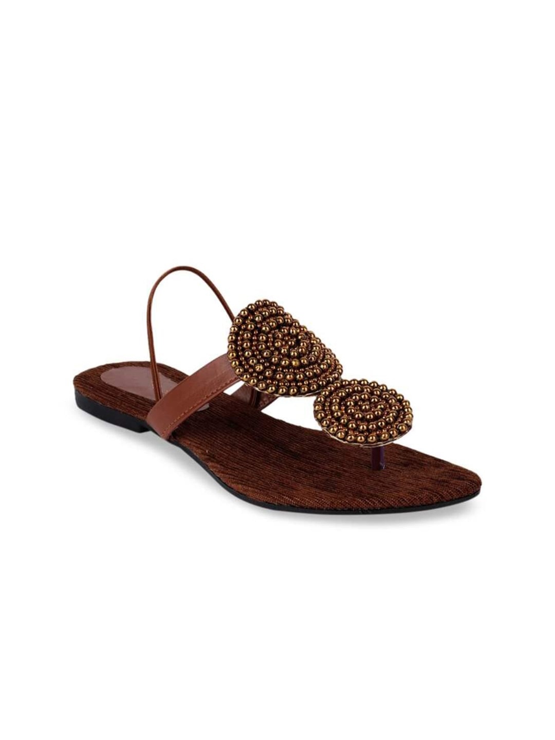

WOMENS BERRY Embellished T-Strap Flats, Brown
