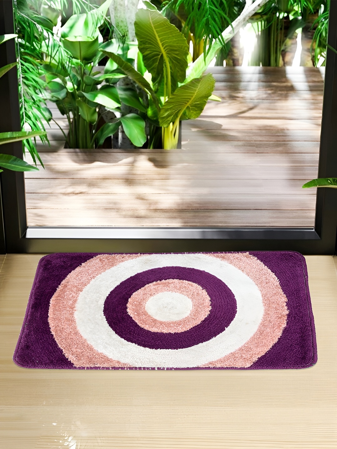 

Kuber Industries 2 Pieces Purple & White Gola Far Designed Microfibre Anti-Skid Doormats