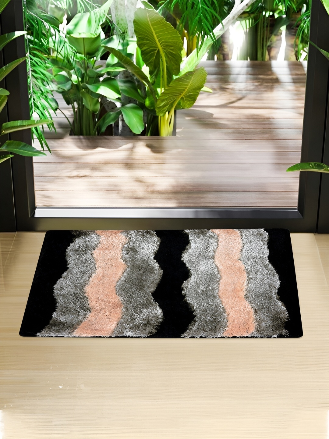 

Kuber Industries Brown & Grey 2 Pieces Geometric Pattern Anti-Slip Doormats
