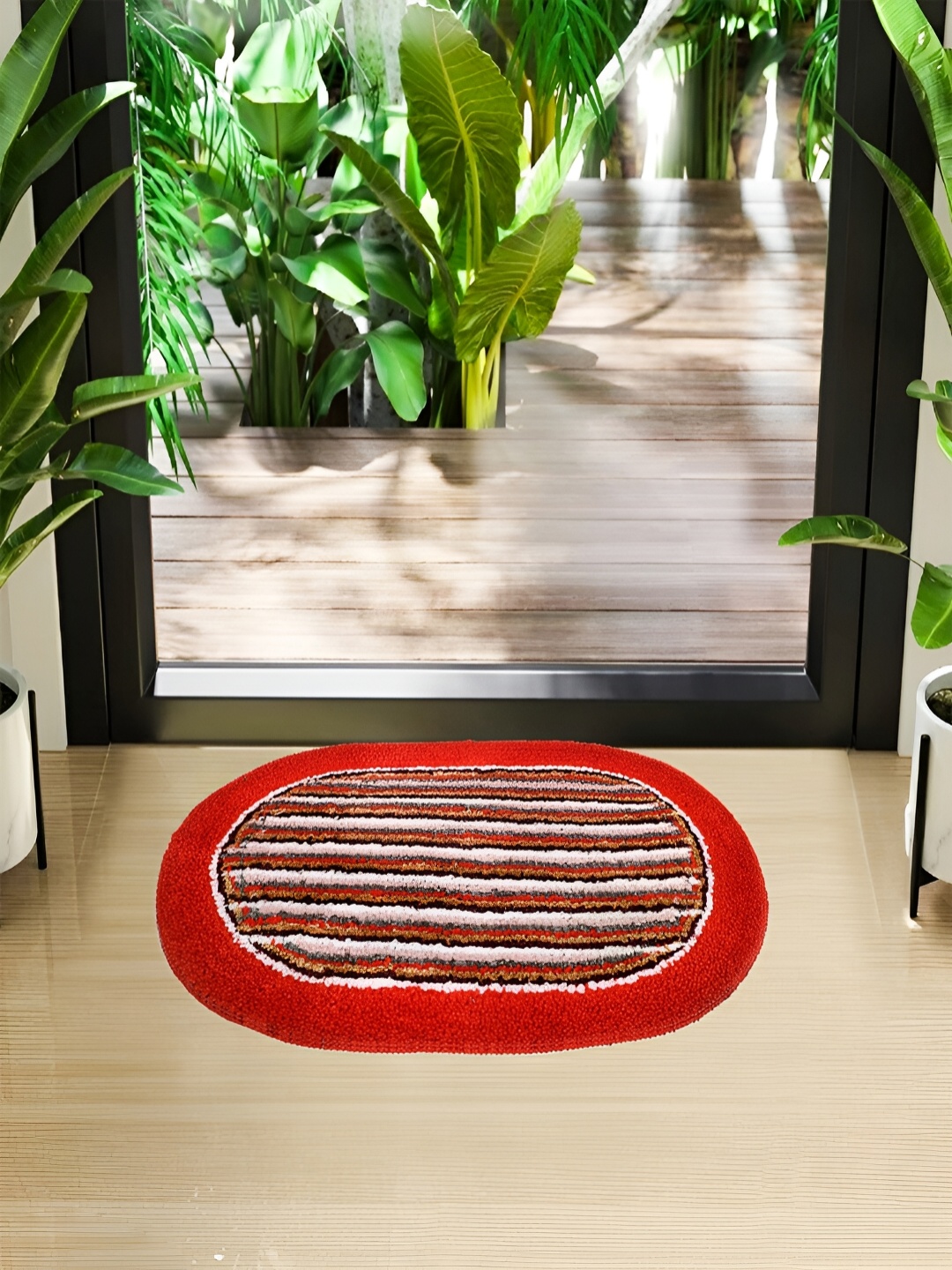

Kuber Industries Red 2 Pieces Printed Anti Skid Doormat