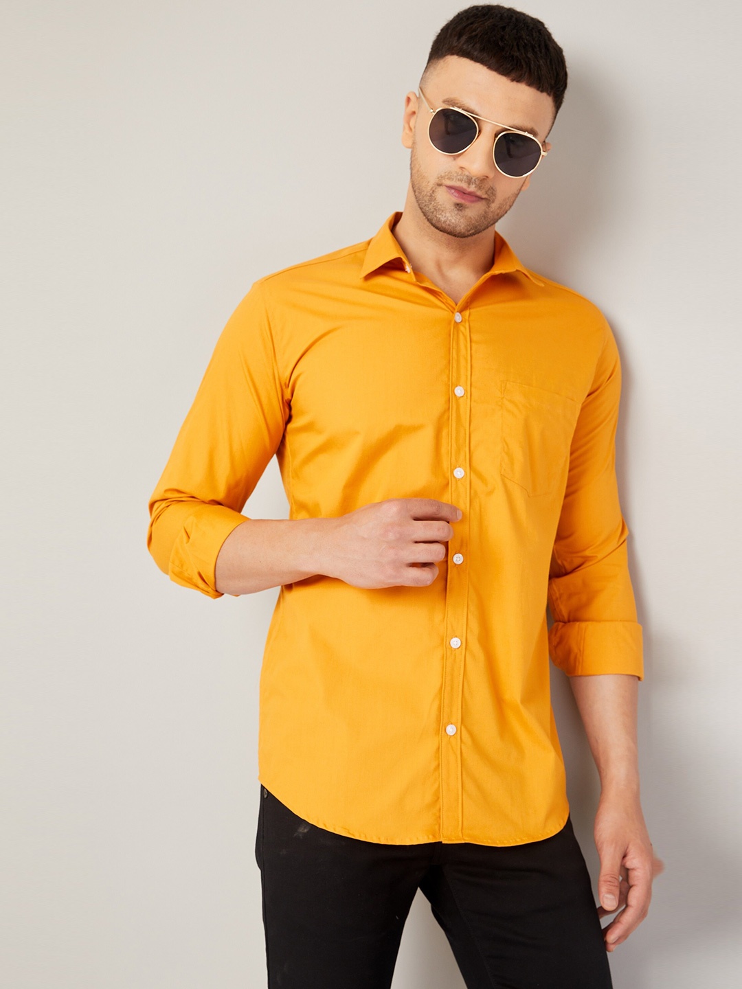 LOUIS MONARCH Comfort Slim Fit Cotton Casual Shirt, Yellow