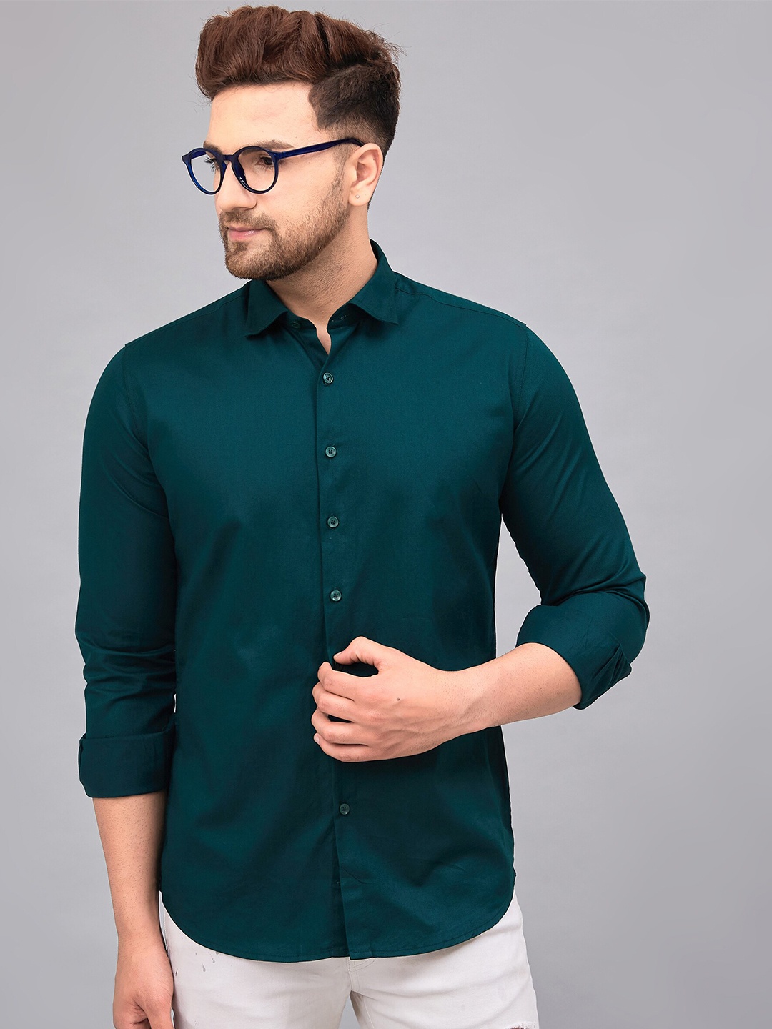 

LOUIS MONARCH Comfort Slim Fit Cotton Casual Shirt, Green