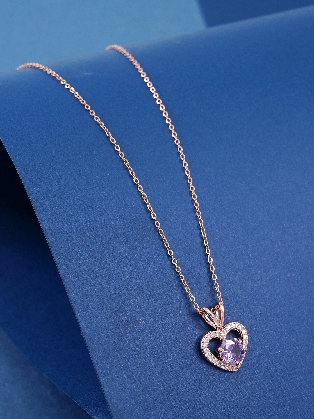 

Ramdev Art Fashion Jwellery Rose Gold-Plated Heart Shaped Pendant With Chain