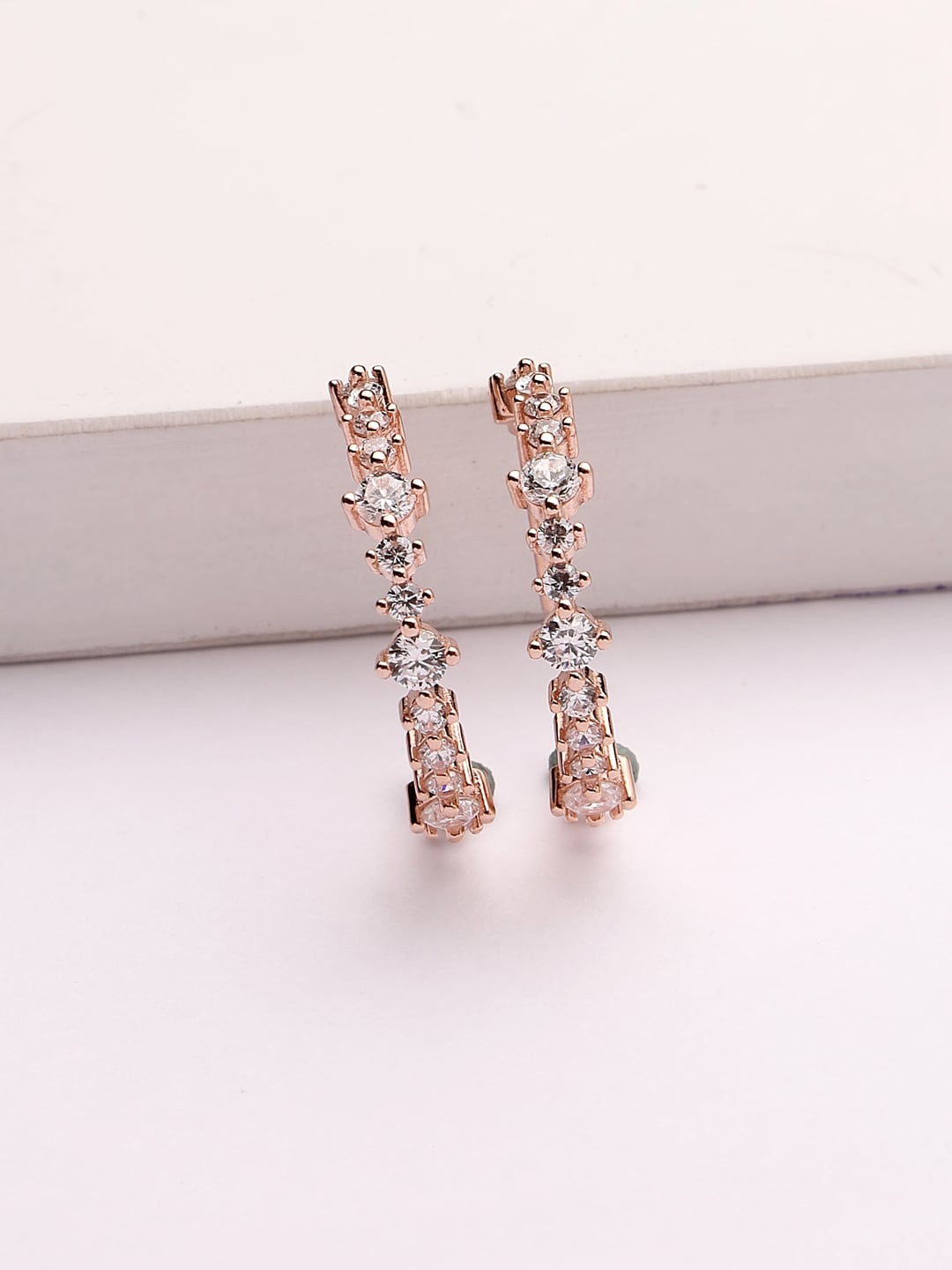 

PRIONI Rose Gold-Plated 925 Sterling Silver Cubic Zirconia Half Hoop Earrings