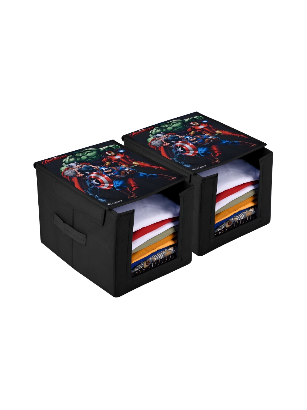 

Kuber Industries Black & Red 2Pcs Regular Foldable Shirt Box Organisers