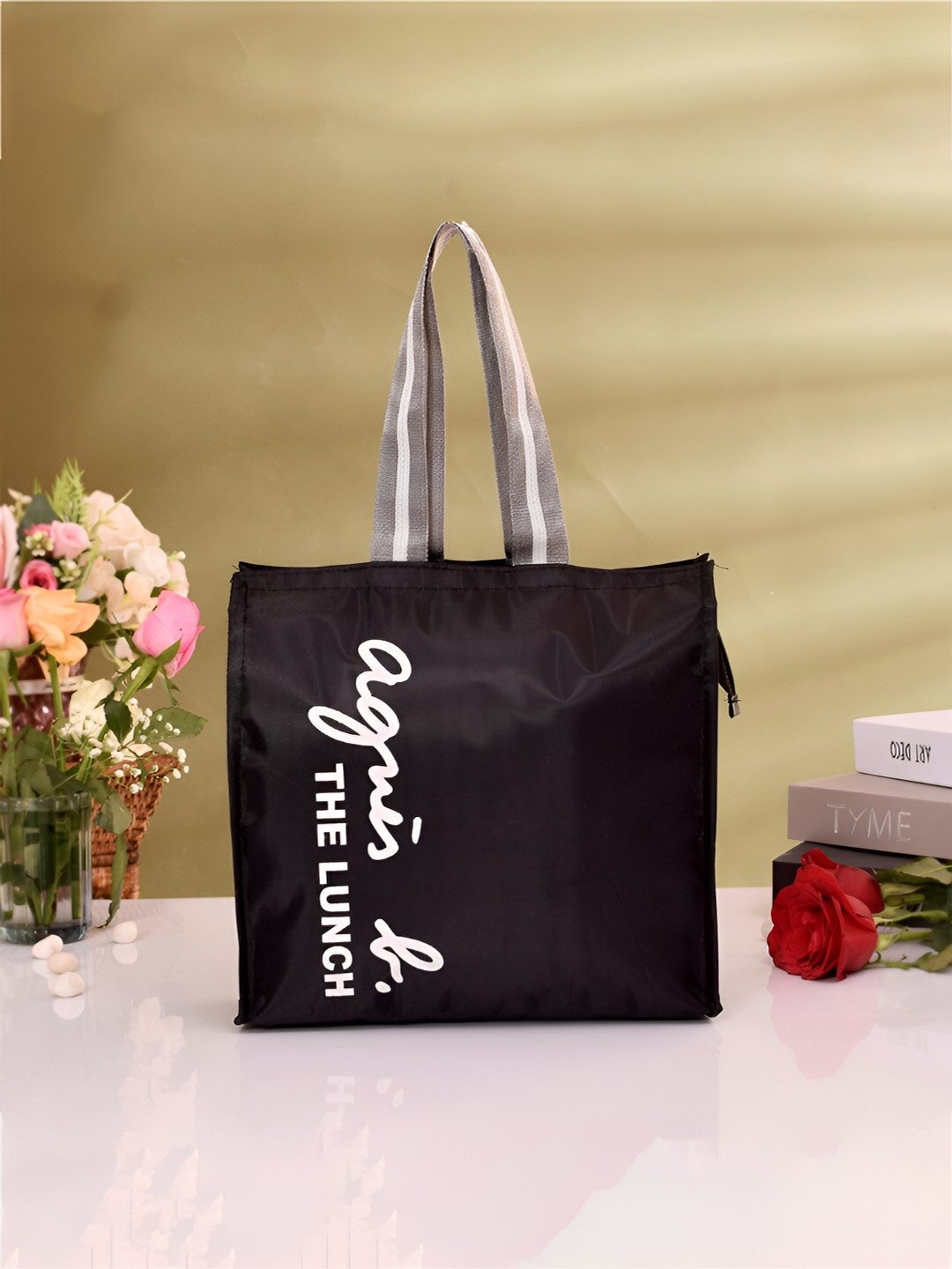

Kuber Industries Set of 2 Other Prints Lunch bags Travel Accessory, Black