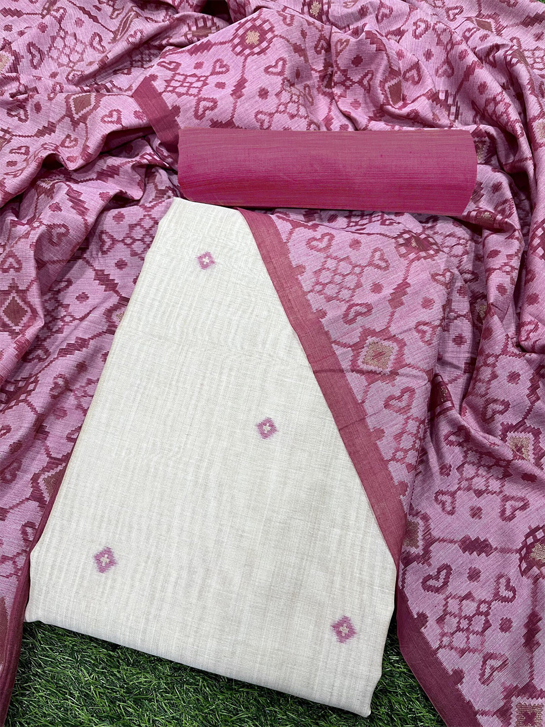 

ZARIMO Pure Cotton Unstitched Dress Material, Pink