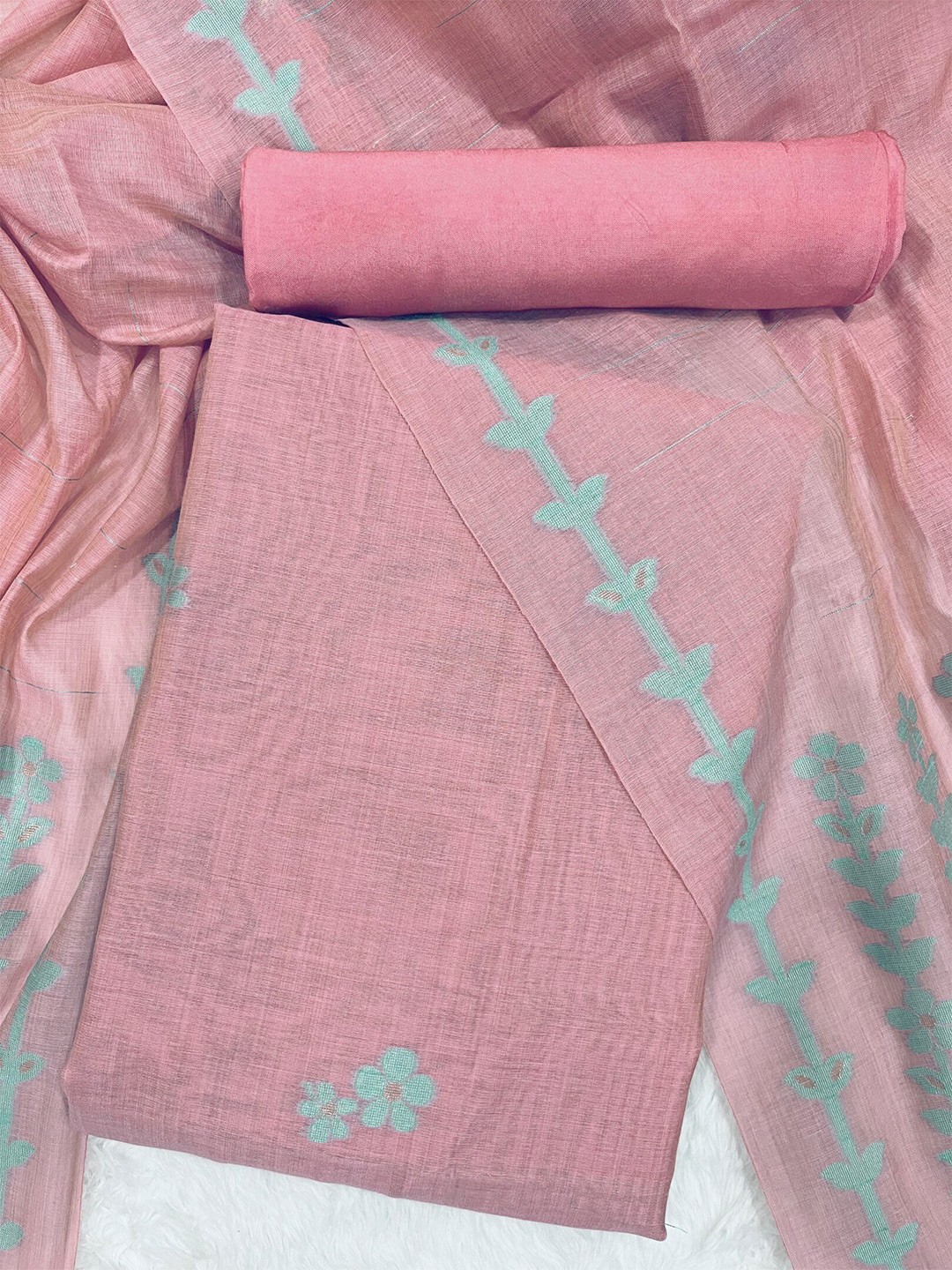

ZARIMO Pure Cotton Unstitched Dress Material, Pink