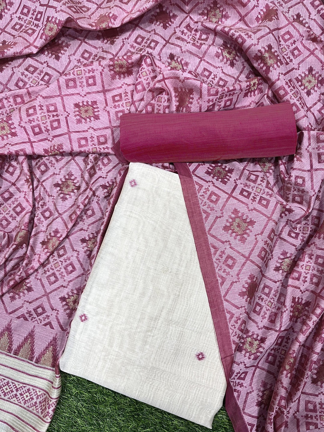 

ZARIMO Pure Cotton Unstitched Dress Material, Pink