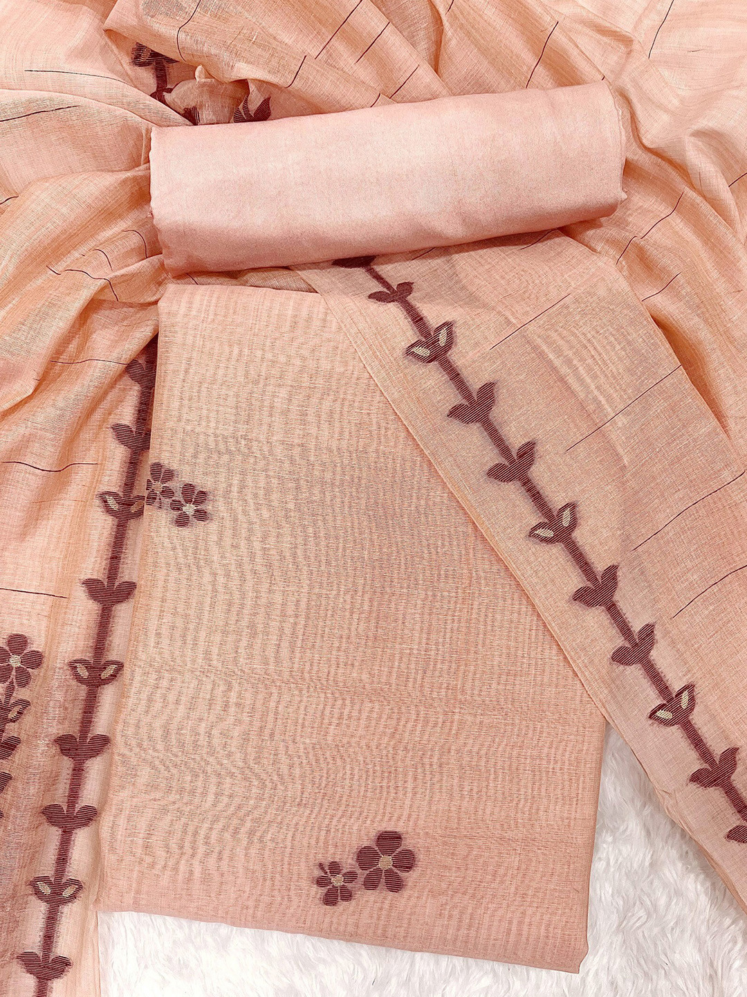 

ZARIMO Pure Cotton Unstitched Dress Material, Orange