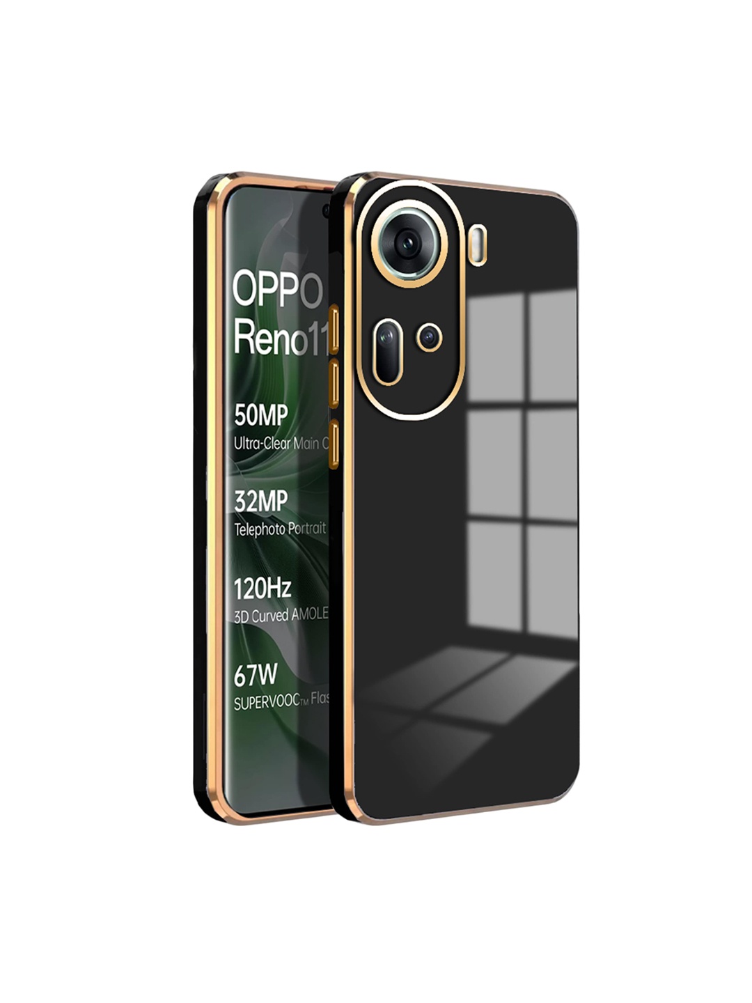 

Karwan Oppo Reno 11 5G Luxury 6D Chrome Flexible Back Cover Case, Black