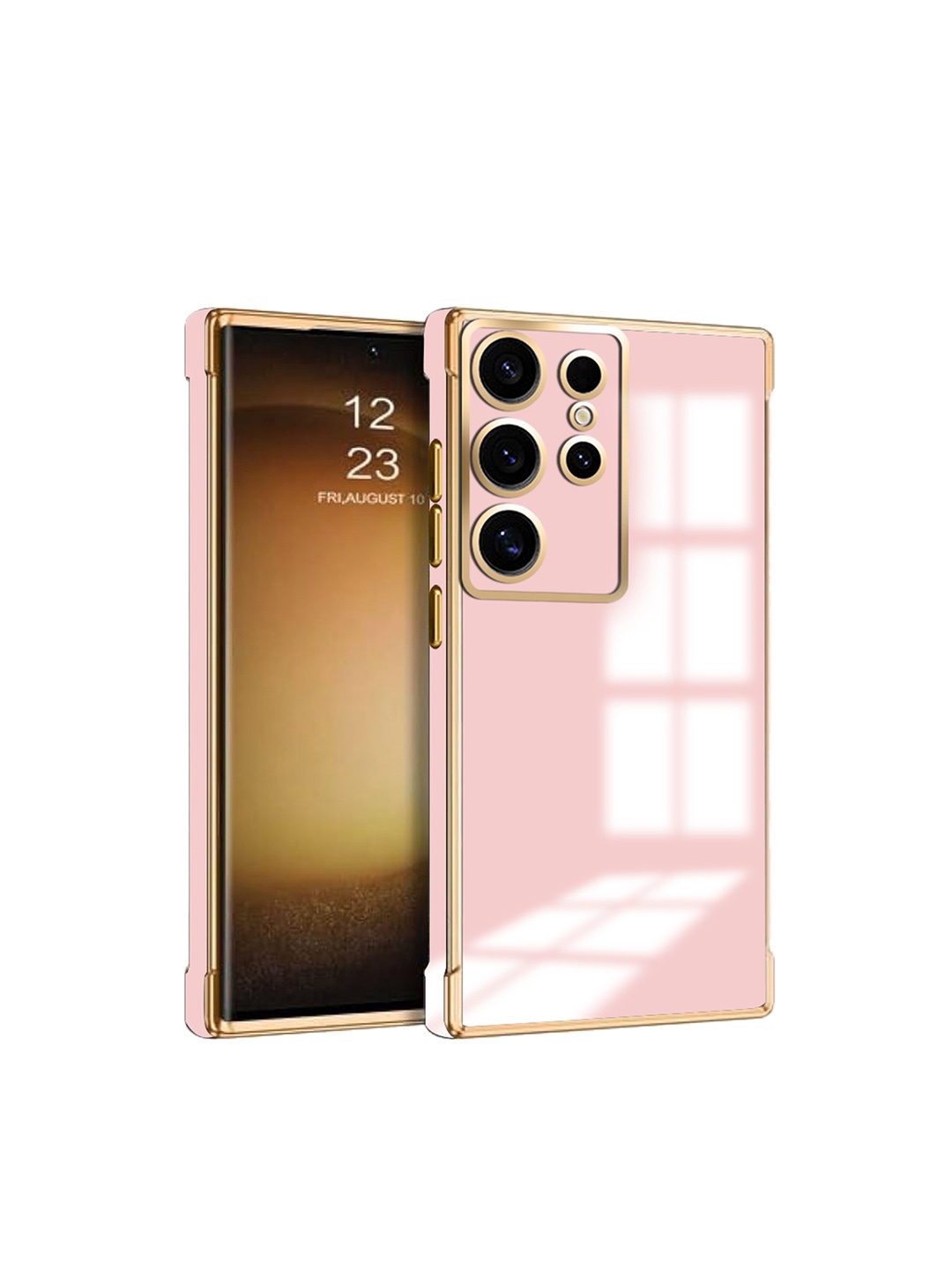 

Karwan Samsung Galaxy S24 Ultra 5G Luxury 6D Chrome Flexible Back Cover Case, Pink