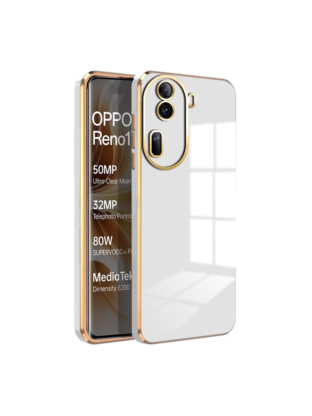 

Karwan Oppo Reno 11 Pro 5G Luxury 6D Chrome Flexible Back Cover Case, White