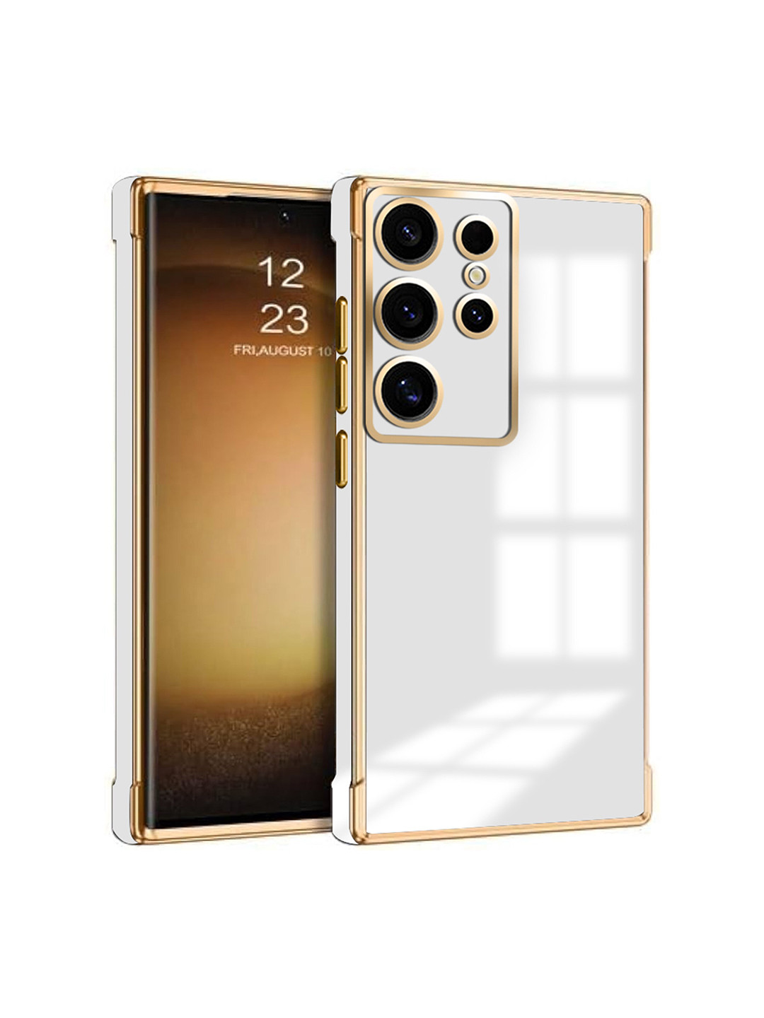 

Karwan Samsung Galaxy S24 Ultra 5G Luxury 6D Chrome Flexible Back Cover Case, White