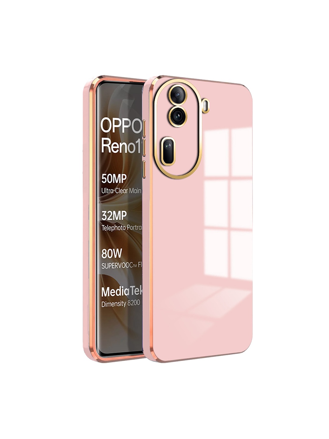 

Karwan Oppo Reno 11 Pro 5G Luxury 6D Chrome Flexible Back Cover Case, Pink