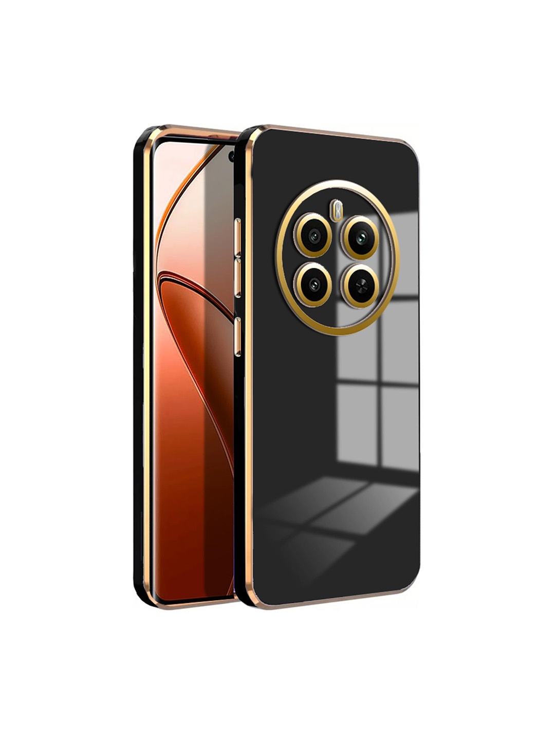 

Karwan Luxury 6D Chrome Realme 12 Plus 5G Mobile Back Case, Black