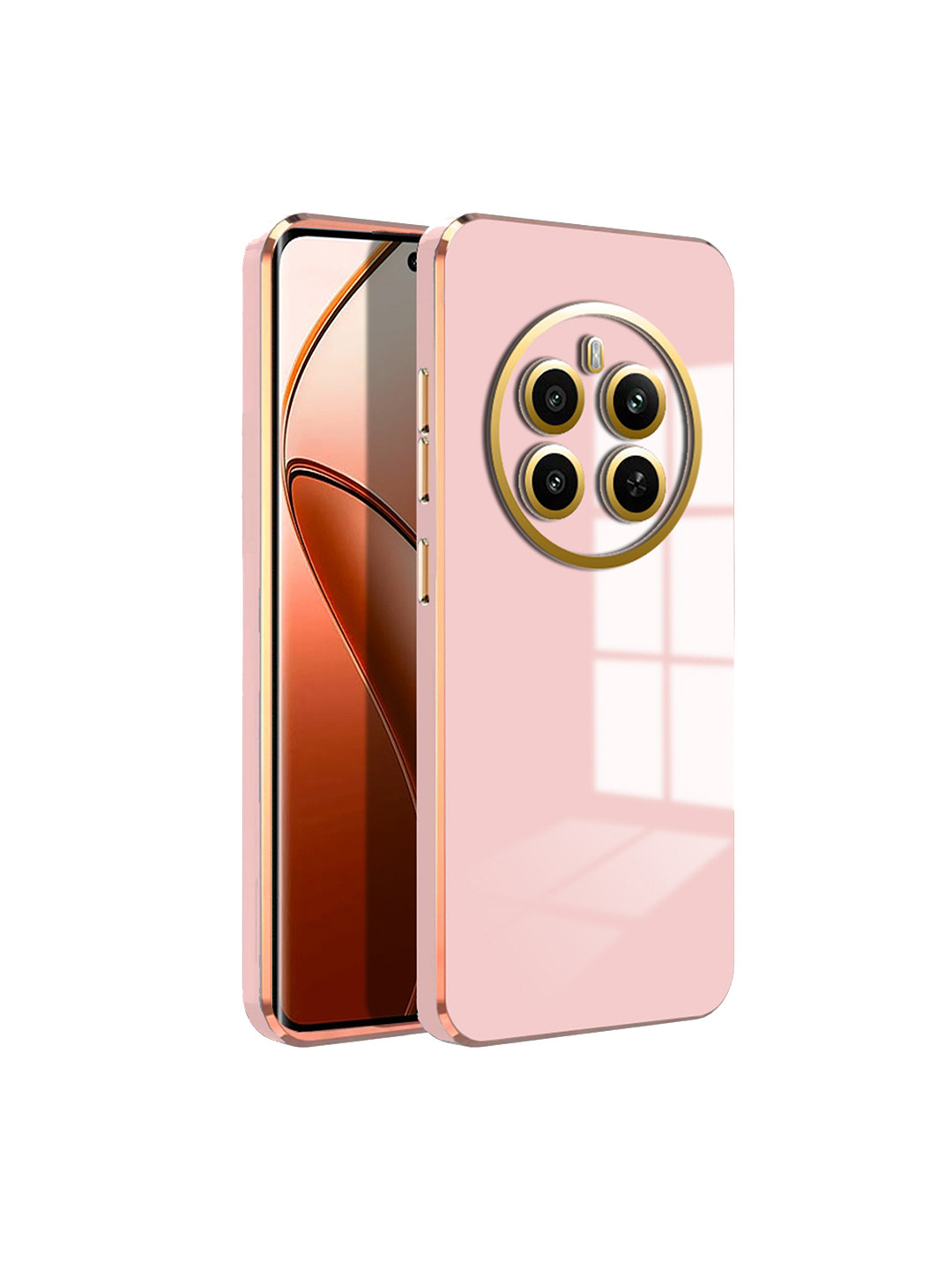 

Karwan Luxury 6D Chrome Realme 12 Plus 5G Mobile Back Case, Pink