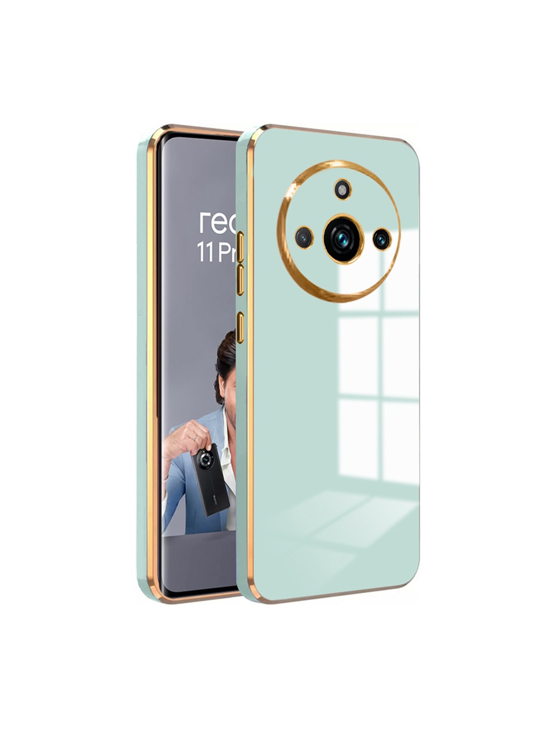 

Karwan Luxury 6D Chrome Realme 11 Pro 5G Mobile Back Case, Green