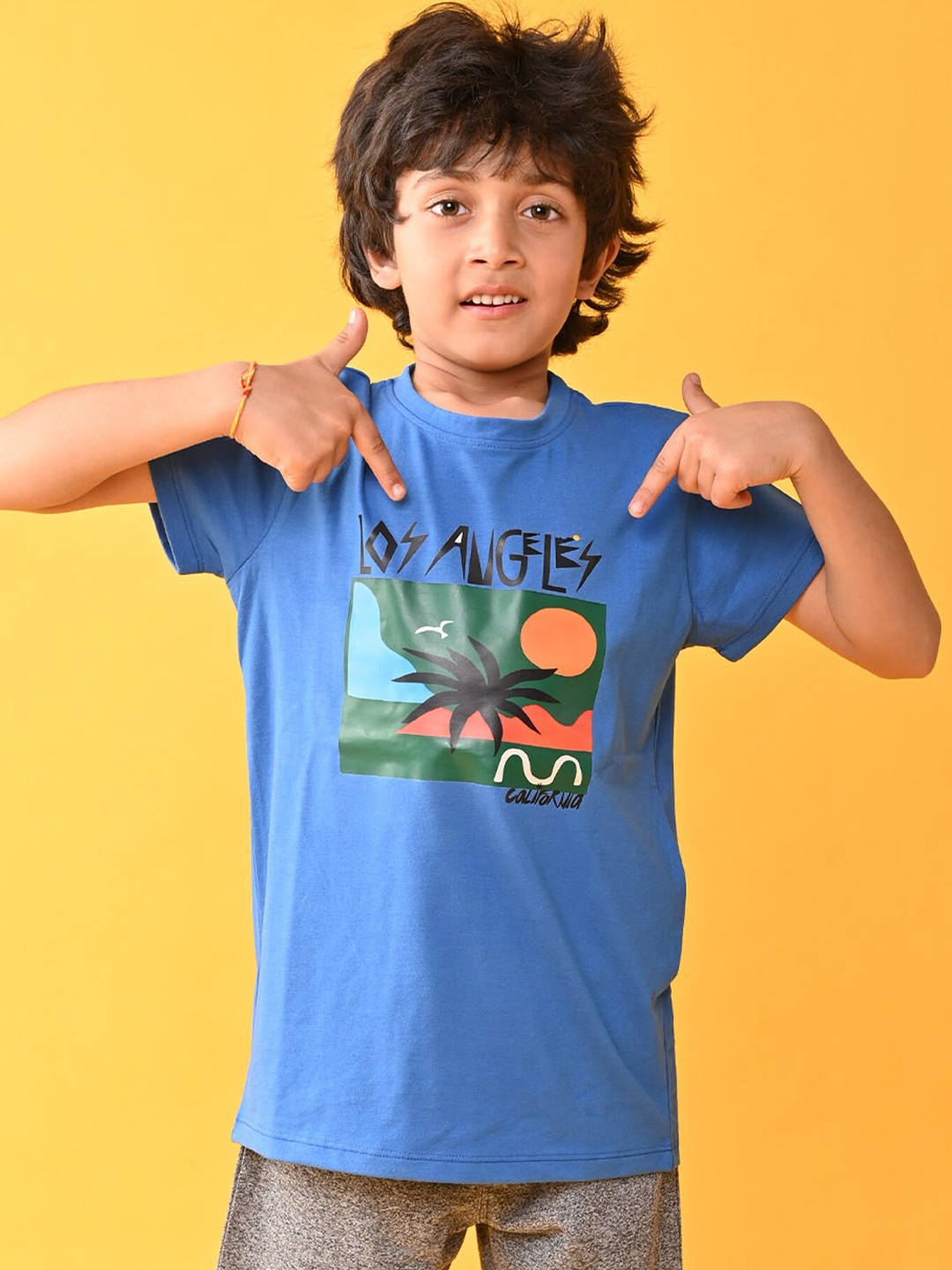 

Anthrilo Boys Round Neck Graphic Printed T-shirt, Blue