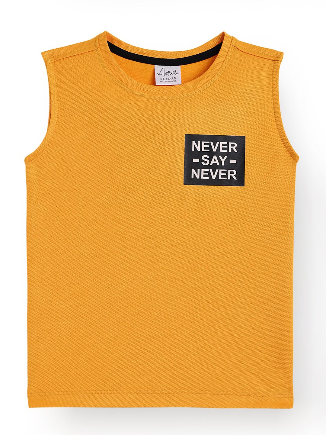 

Anthrilo Boys Typography Printed Cotton T-shirt, Yellow