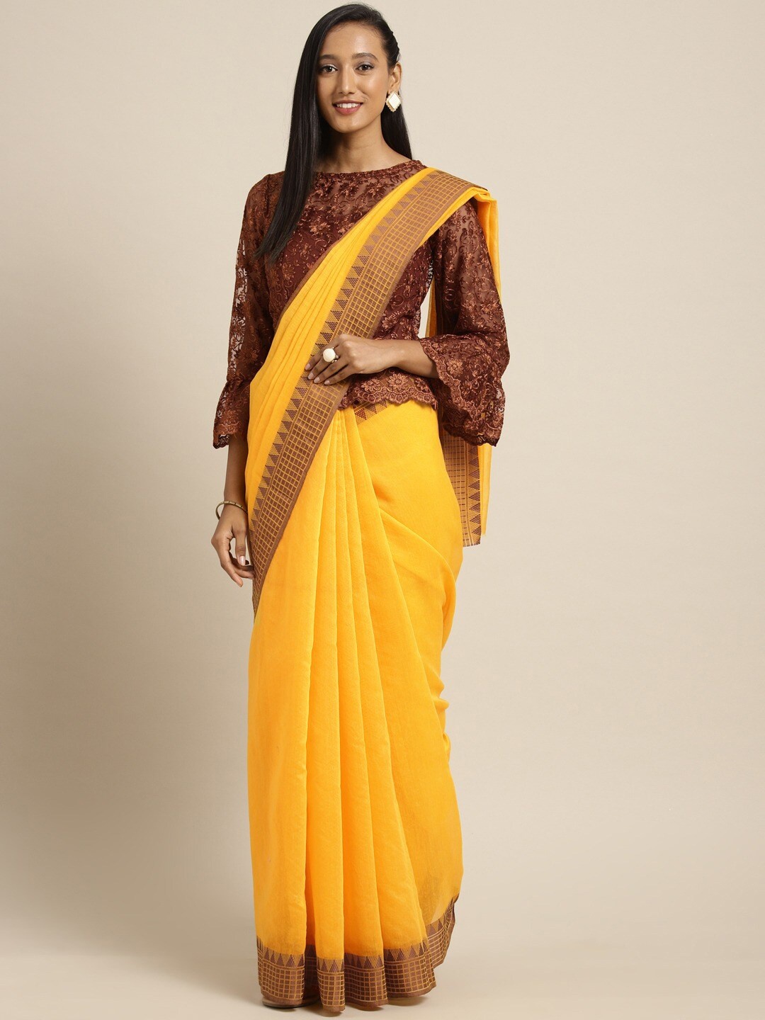 

Mitera Woven Design Zari Saree, Yellow