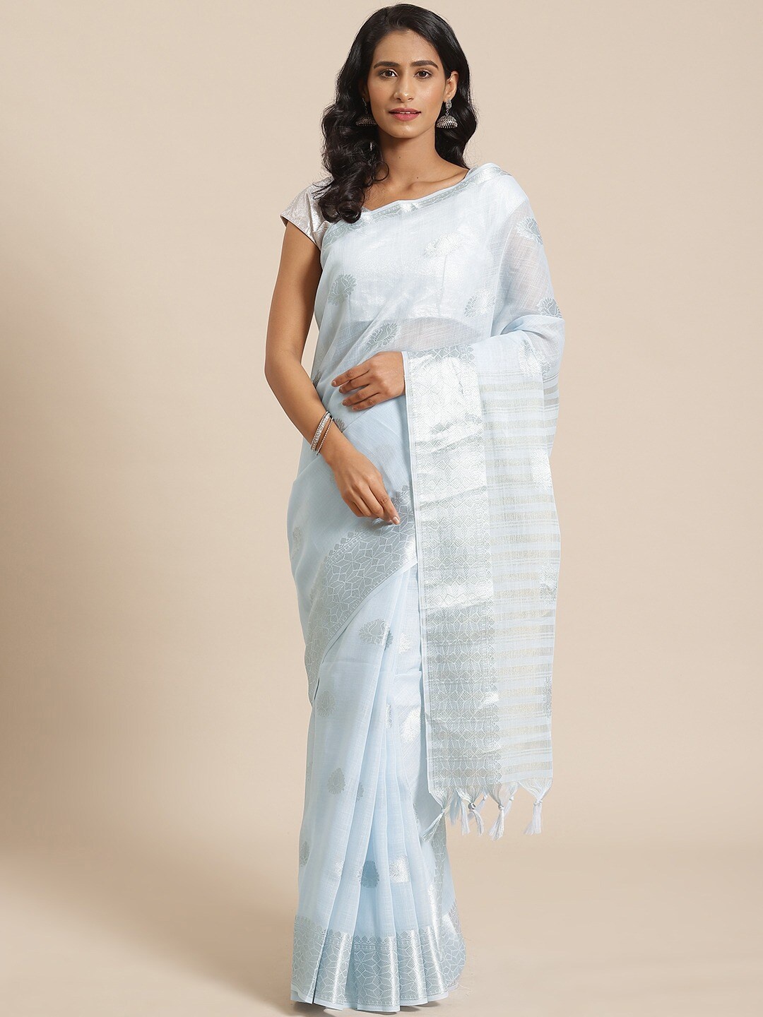 

Mitera Ethnic Motifs Woven Design Zari Saree, Blue