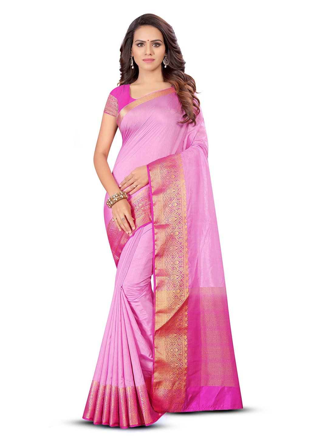 

Mitera Zari Woven Design Saree, Pink