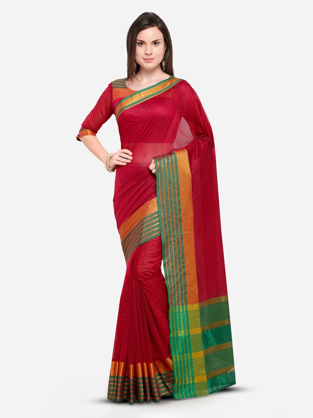 

Mitera Woven Design Zari Saree, Red
