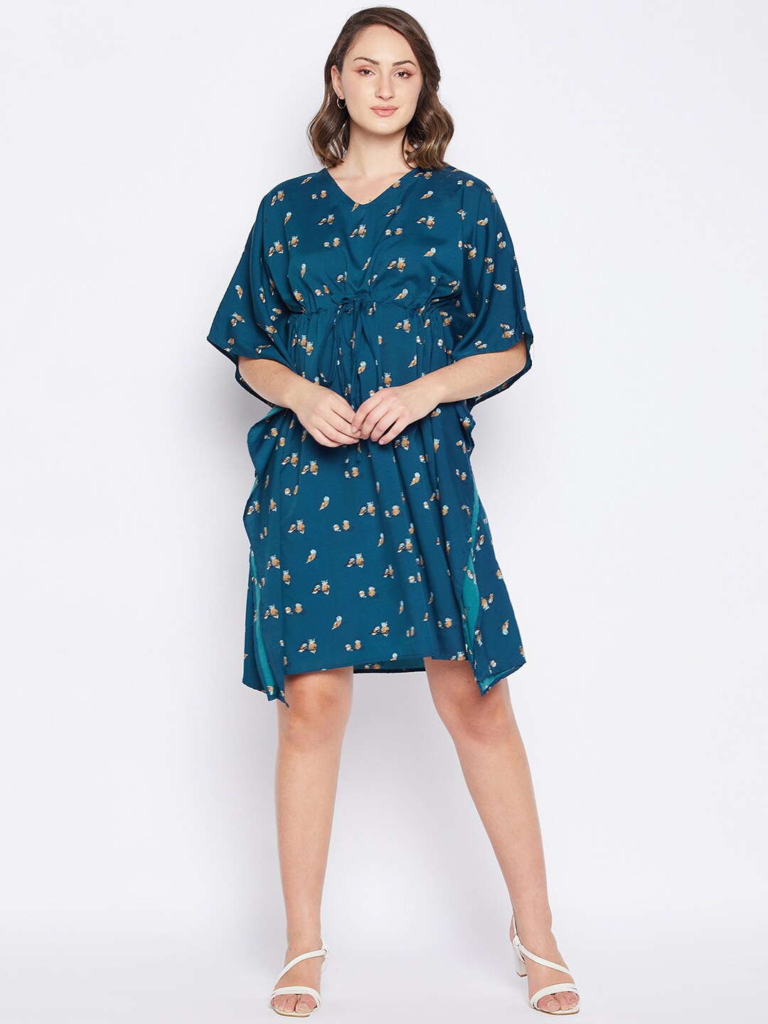 

Fashfun Printed Kimono Sleeve Kaftan Dress, Blue