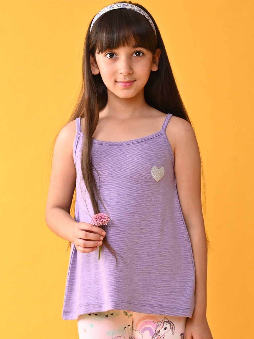 

Anthrilo Girls Shoulder Strap Cotton Top, Purple