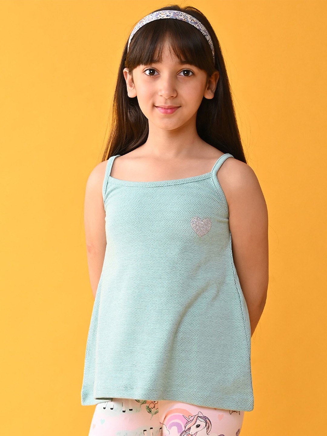 

Anthrilo Girls Ribbed Cotton T-shirt, Sea green