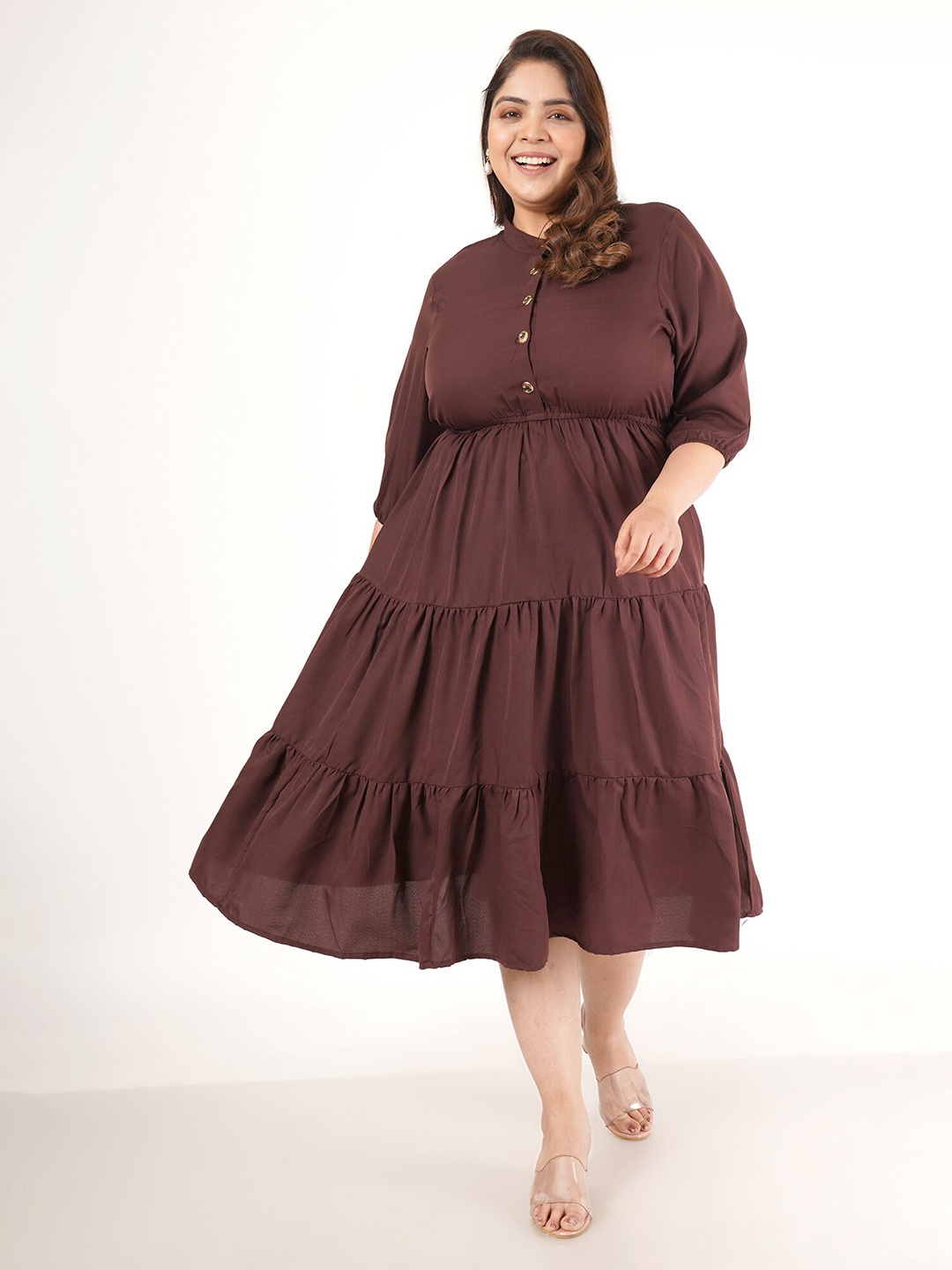 

Flambeur Plus Size Fit & Flare Midi Dress, Maroon