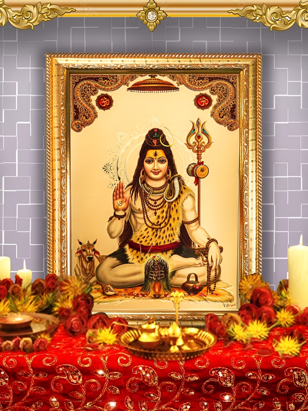 

Hawai 24K Gold Plated Lord Shiva Religious Wall Photo Frames