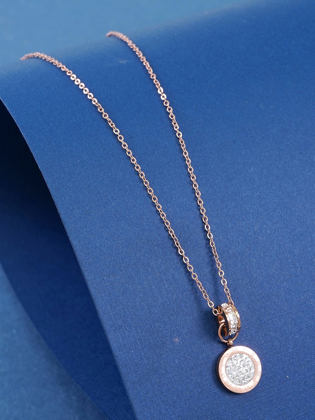 

Ramdev Art Fashion Jwellery Rose Gold-Plated Circular Pendant With Chain