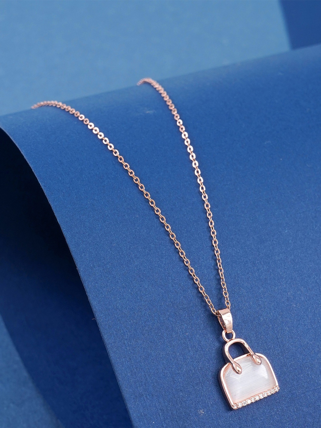 

Ramdev Art Fashion Jwellery Rose Gold-Plated AD-Studded Pendant With Chain