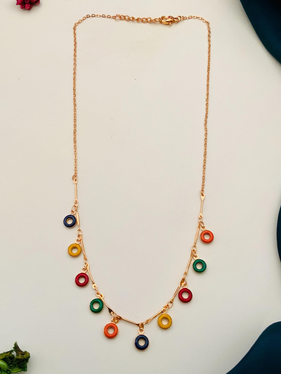 

DressBerry Rose Gold-Toned Rose Gold-Plated American Diamond Necklace
