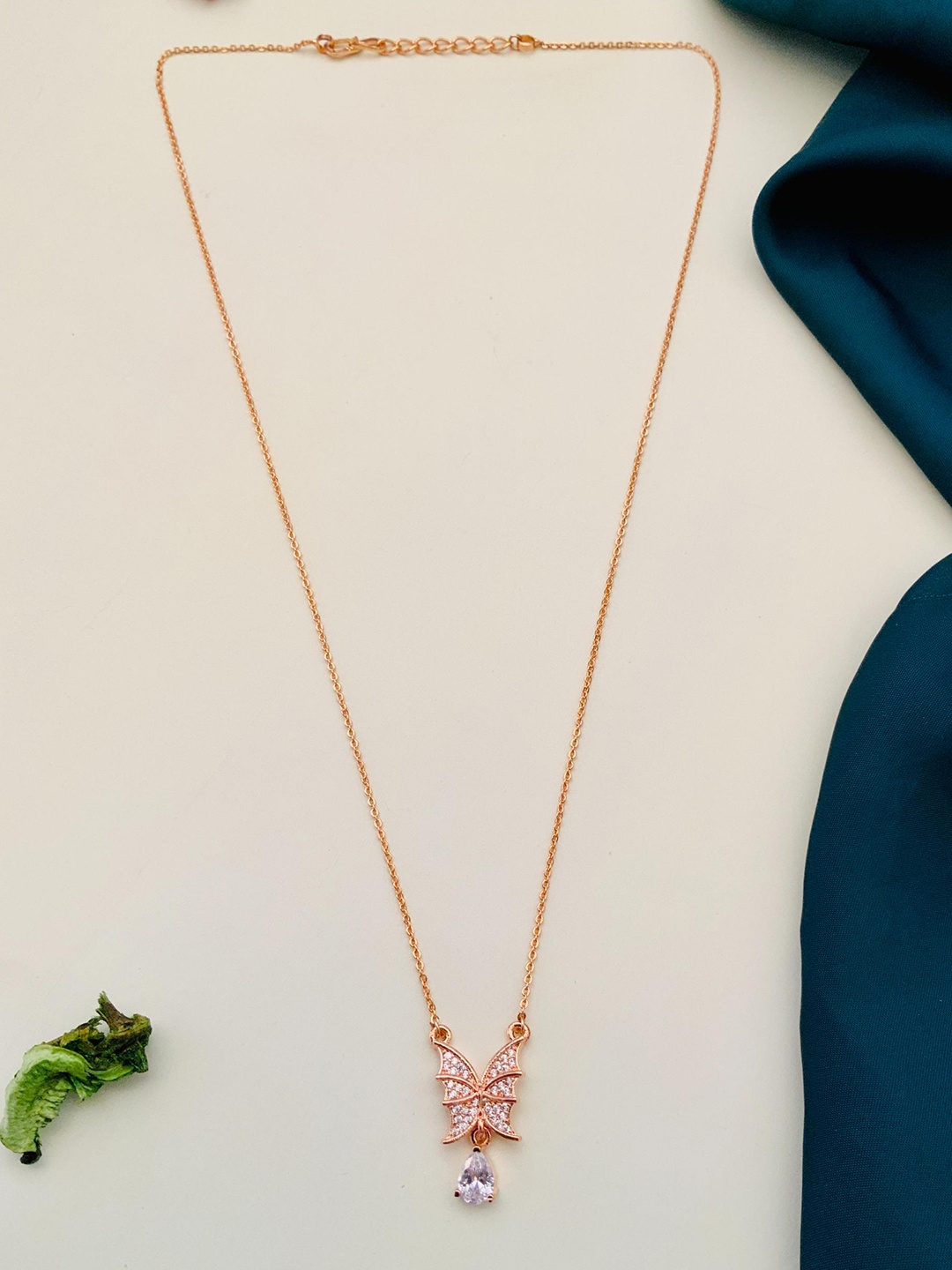 

DressBerry Rose Gold-Plated American Diamond Necklace