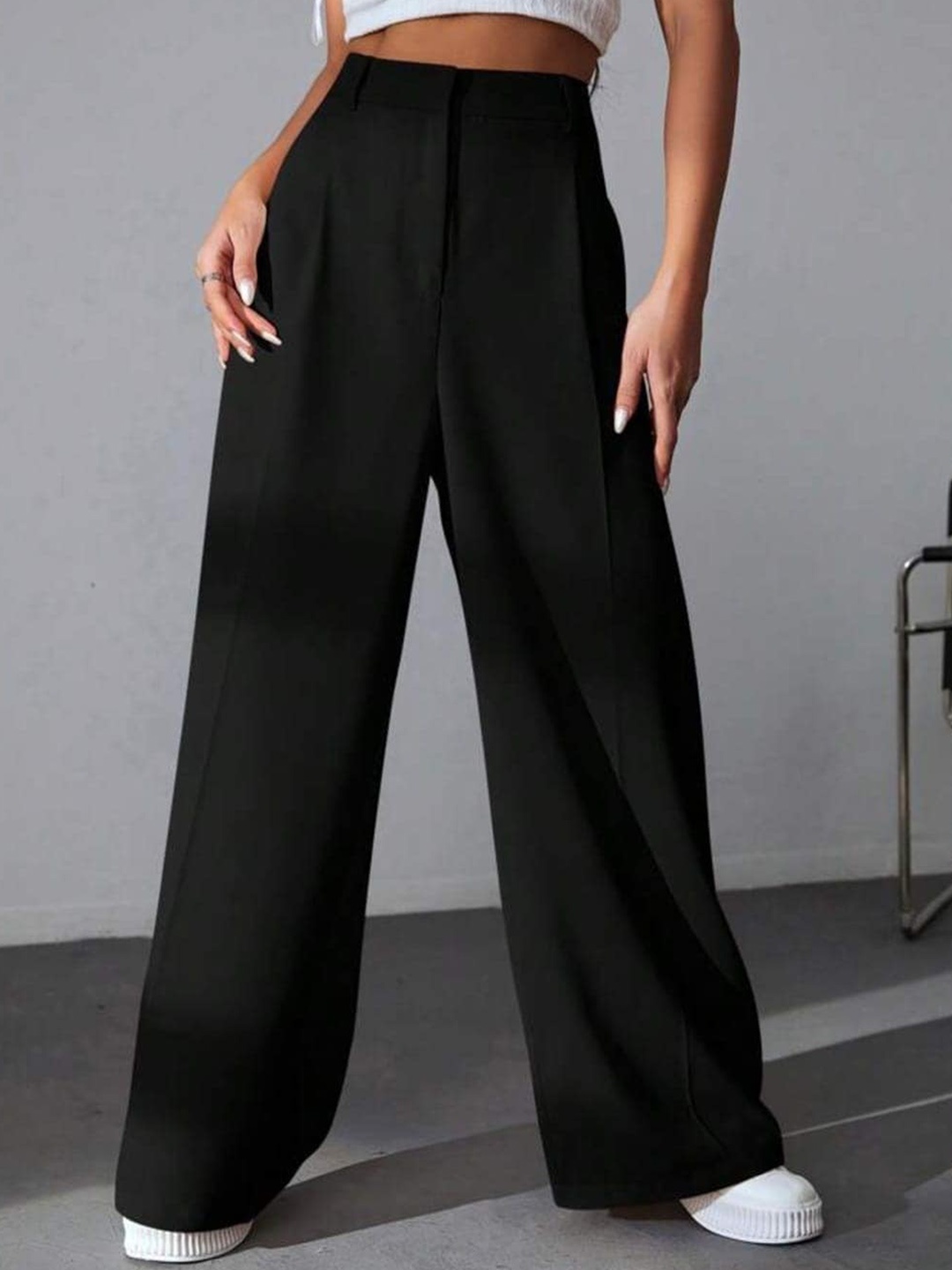 

BROADSTAR Women Pleated Korean Pants, Black