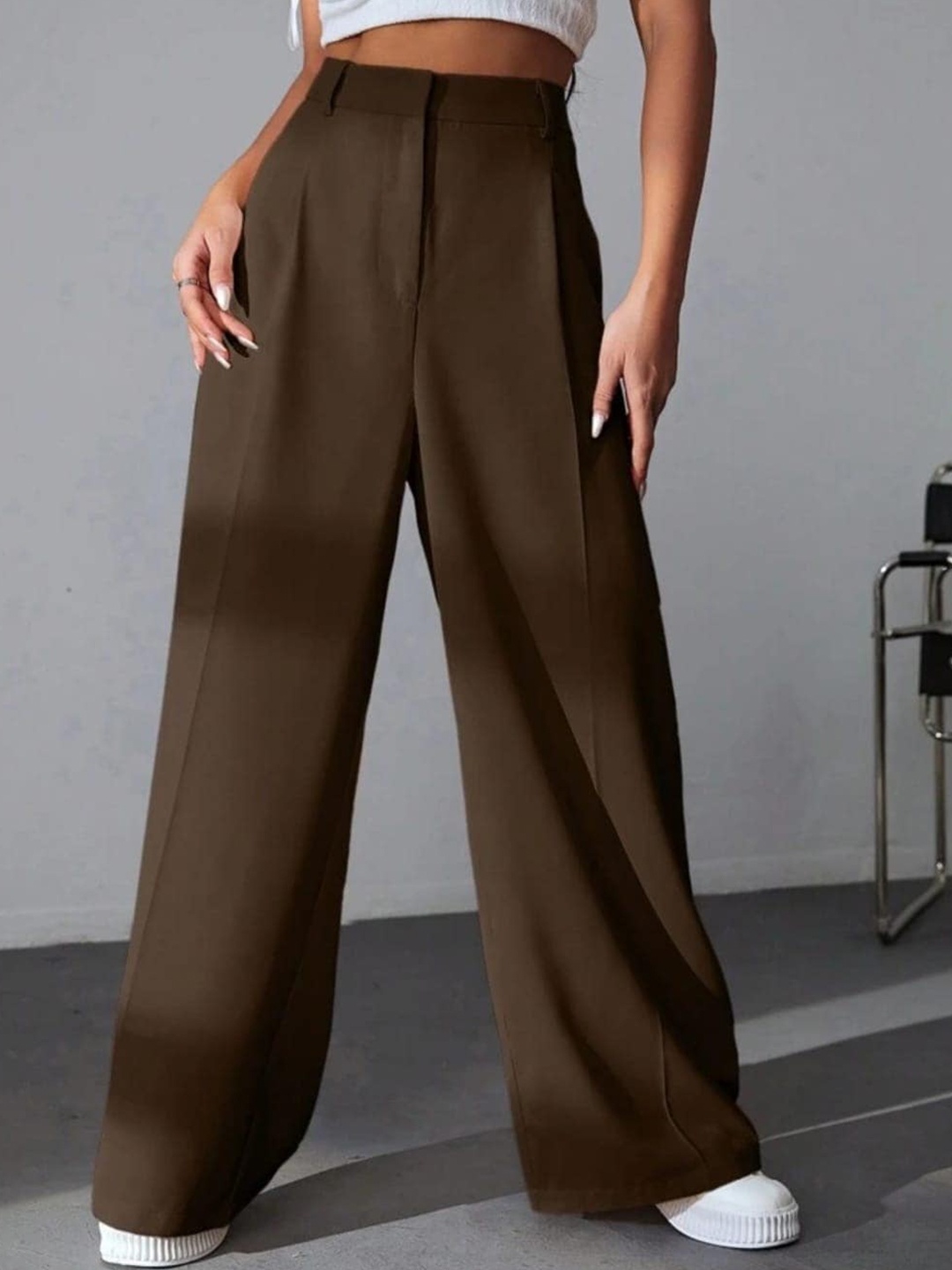 

BROADSTAR Women Pleated Korean Pants, Brown