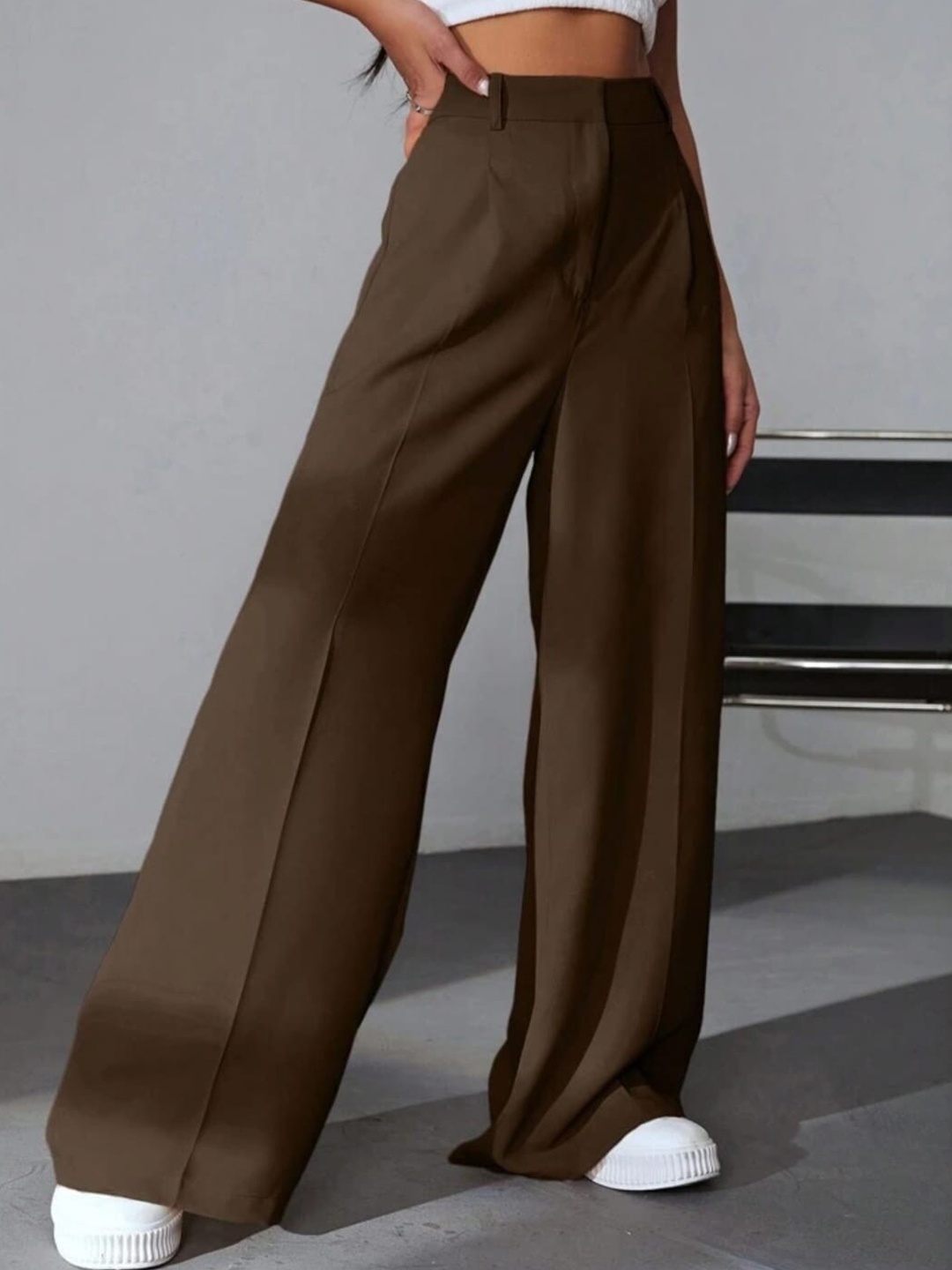 

BROADSTAR Women Pleated Korean Pants, Brown