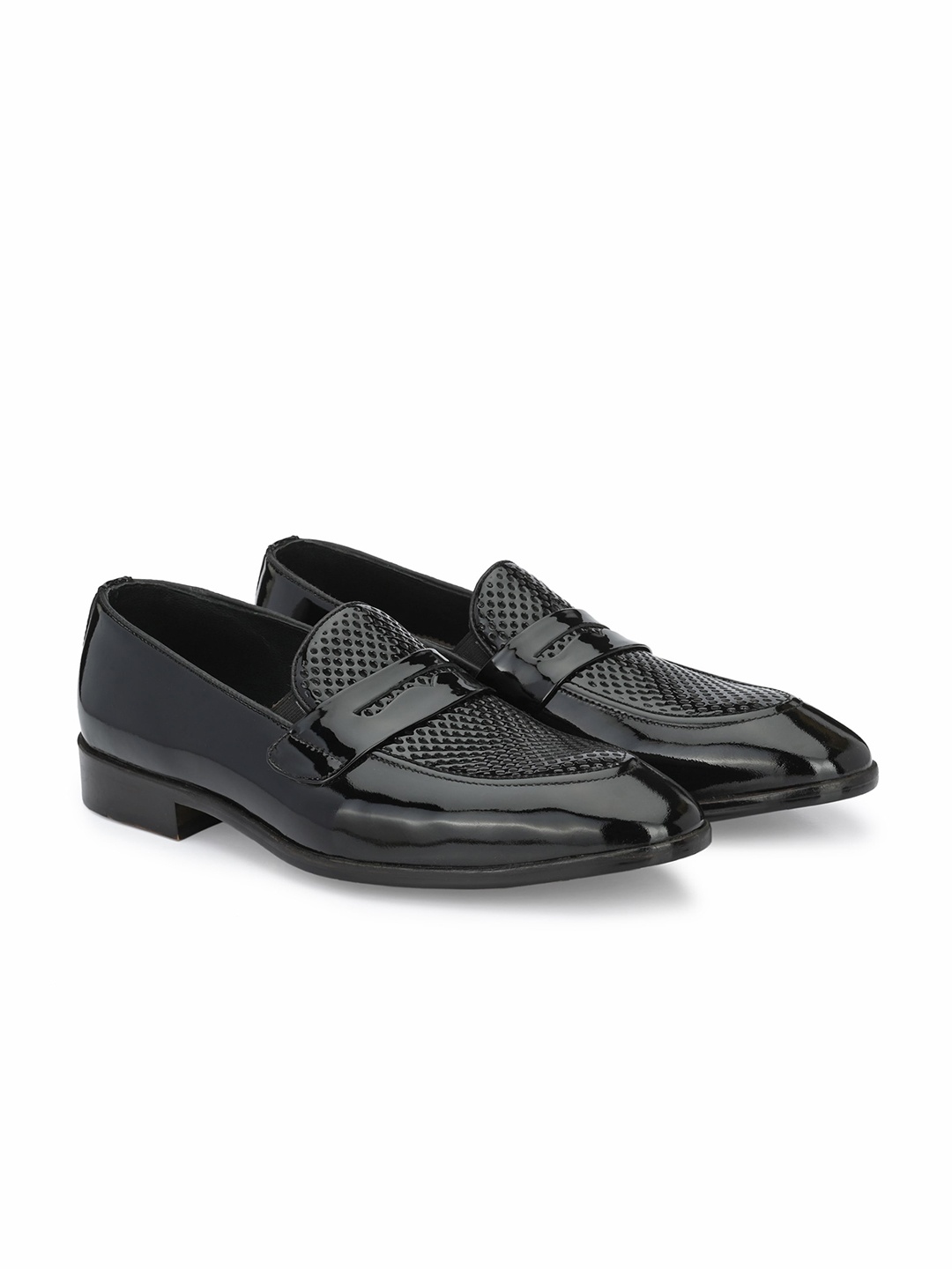 

Lafattio Men Round Toe Leather Formal Loafers, Black