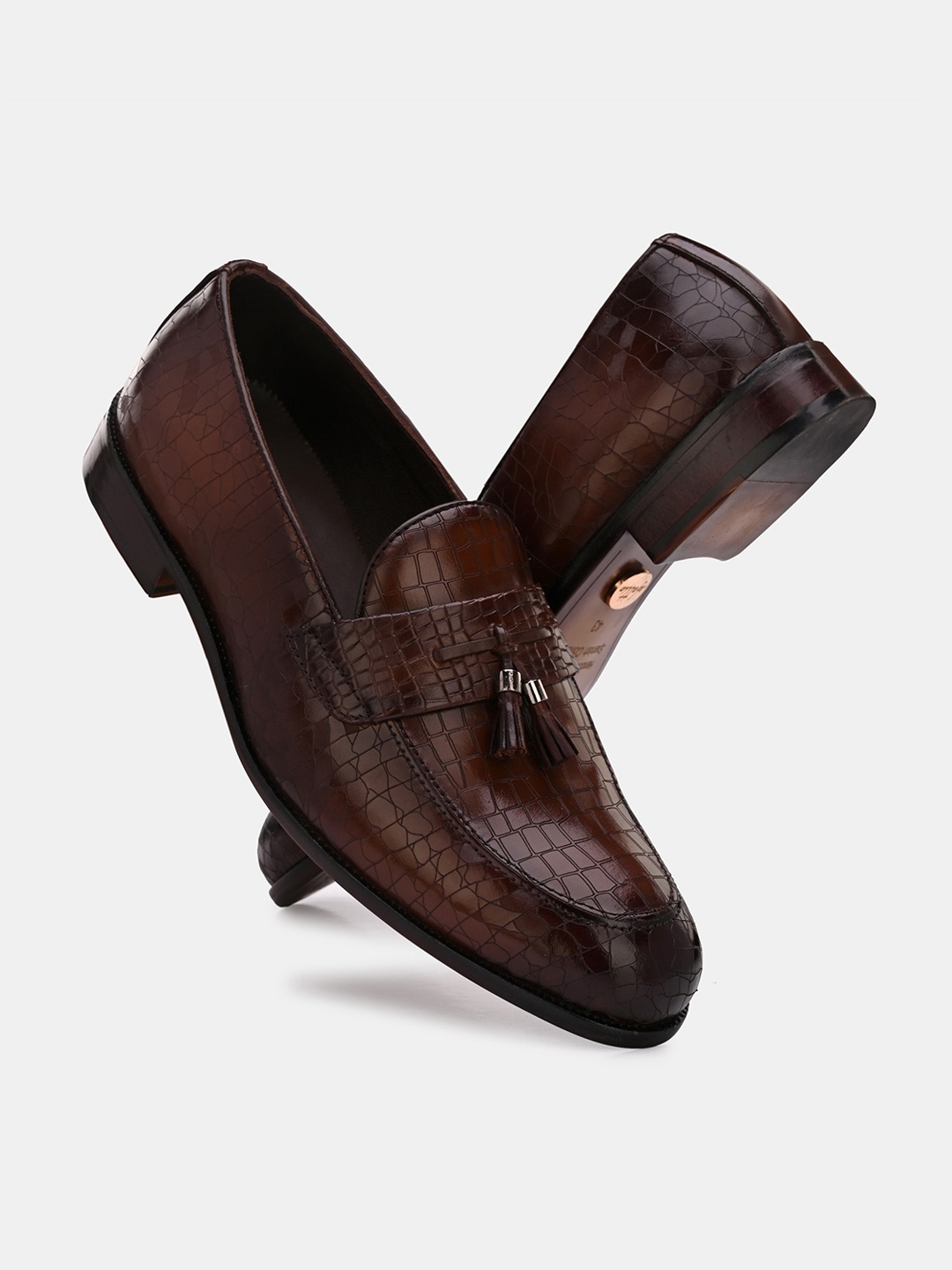 

Lafattio Ibiza Men Leather Tassel Loafer Shoes, Maroon