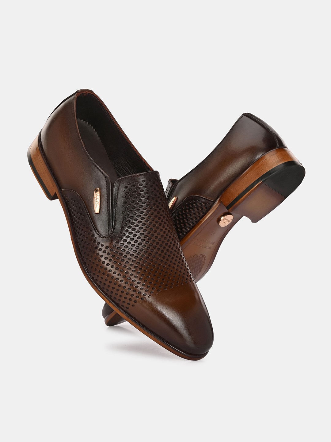

Lafattio Men Leather Formal Slip-Ons, Brown