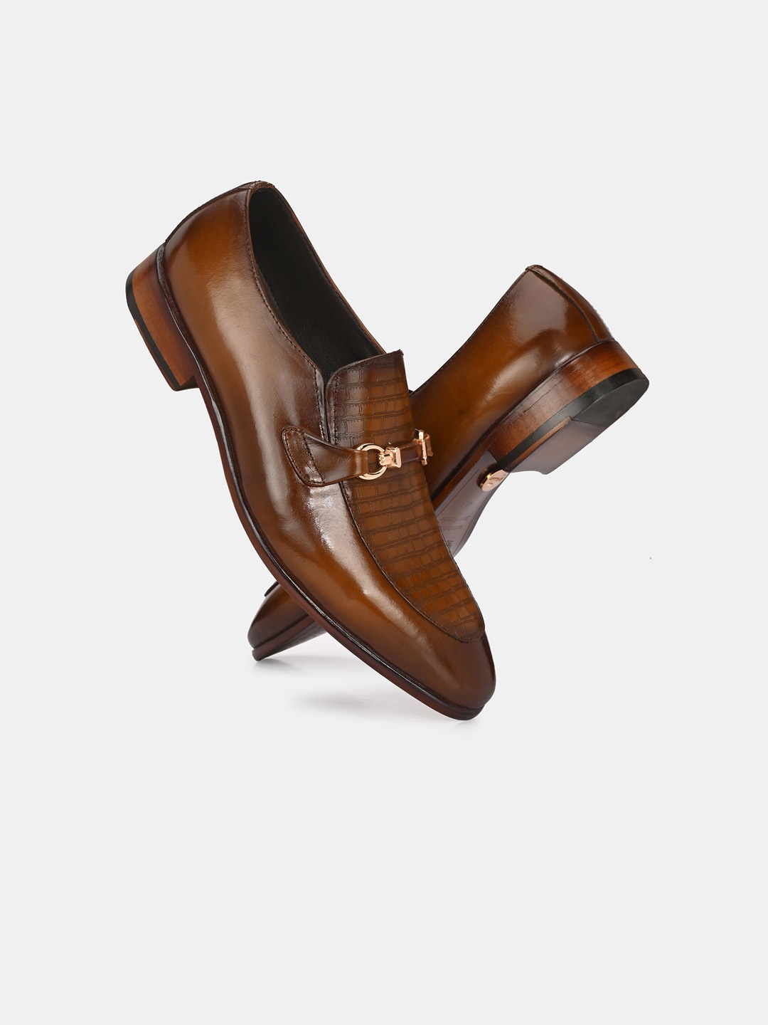 

Lafattio Men Leather Formal Loafers, Tan