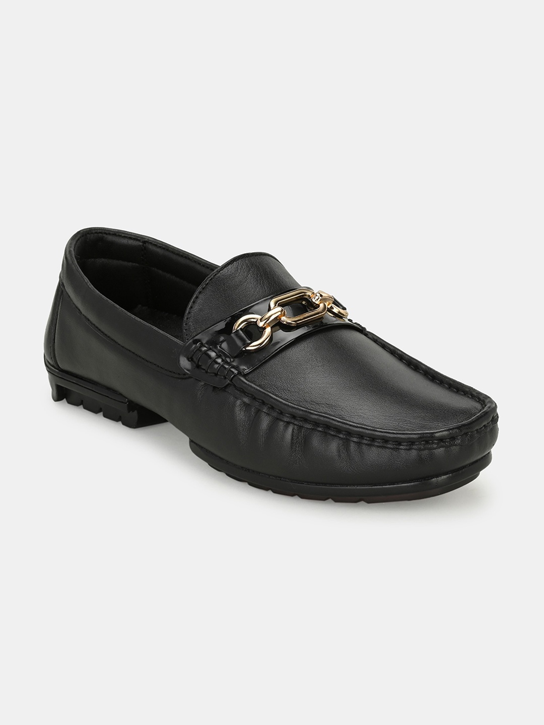 

Lafattio Men Leather Formal Loafers, Black