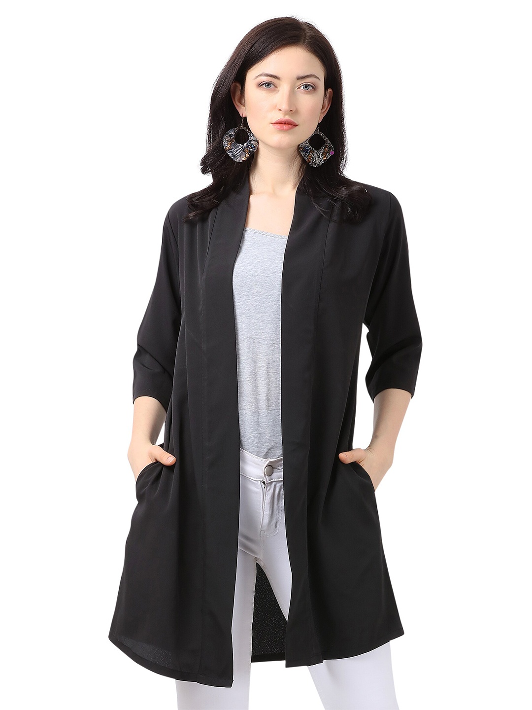 

Fashfun Open Front Longline Shrug, Black